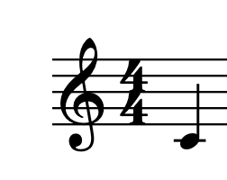 Muzieknotenbalk met zwarte G-sleutel en kwartnoot. Zwarte stip en stokken tegen witte achtergrond. Muzikale sfeer.