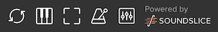 Soundslice control bar met fullscreen-icoon